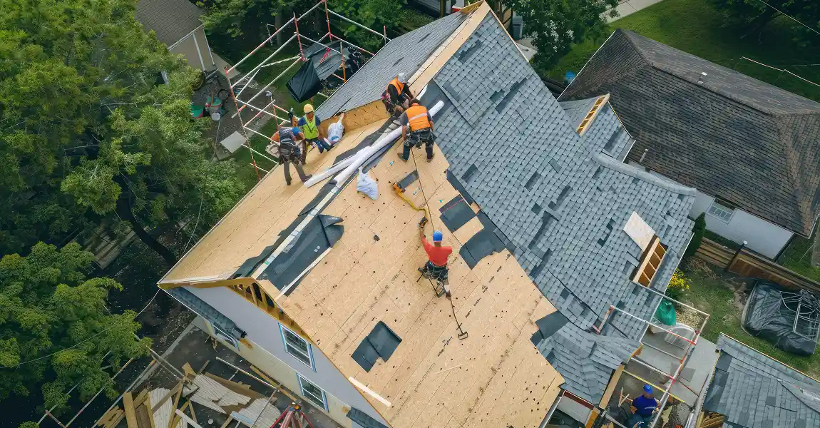 A new roof installation in Huntington WV showing the benefits of cost-effective roof replacement.